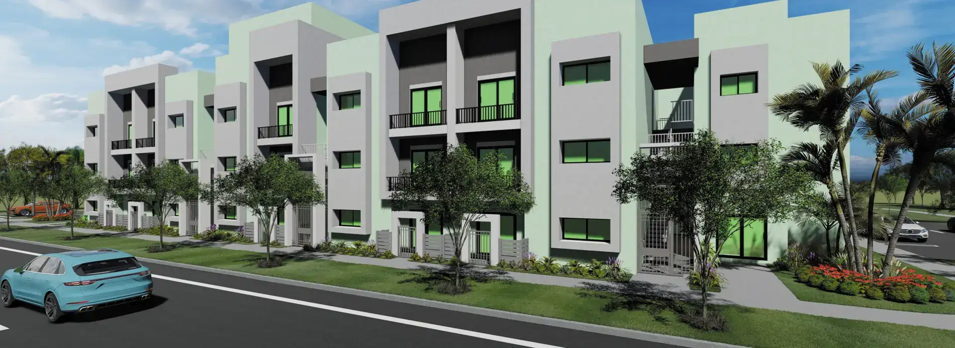 Pompano Pointe apartment building view from the street