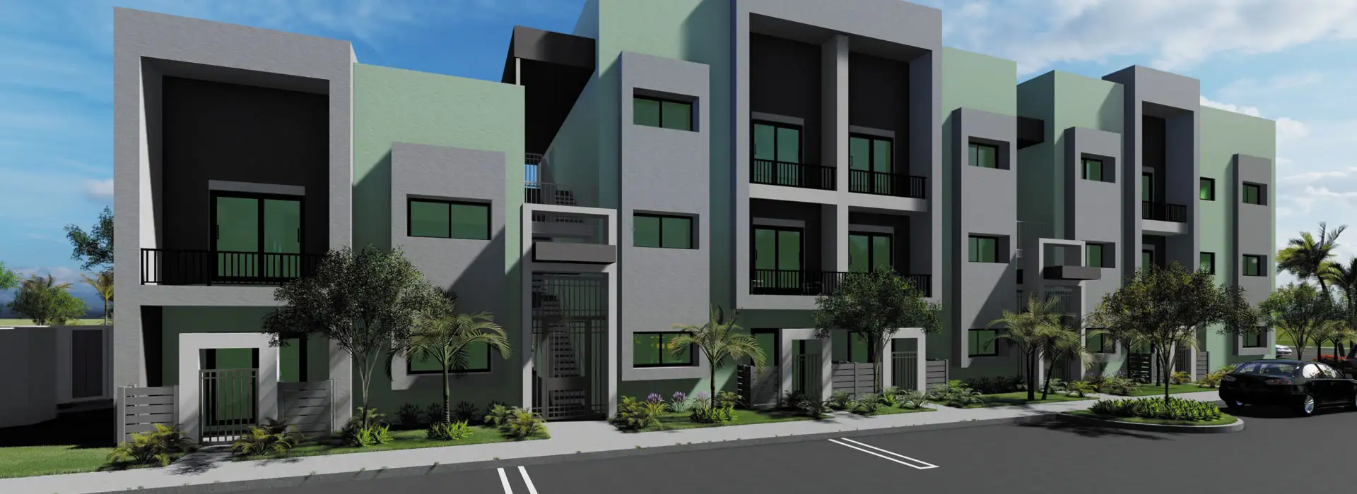 Pompano Pointe apartment building view of the right side